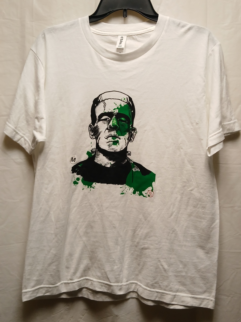 Tultex White Graphic Tee with Green & Black Frankenstein Print